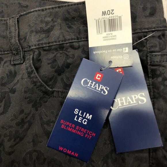 NWT Chaps Women Slim Leg Slimming Fit Jeans Size 20W Cabin Black M095 -18 - Picture 11 of 16
